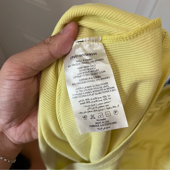 JONATHAN SIMKHAI yellow tencel lyocell rib knit ruched cutout maxi dress - Picture 8 of 8